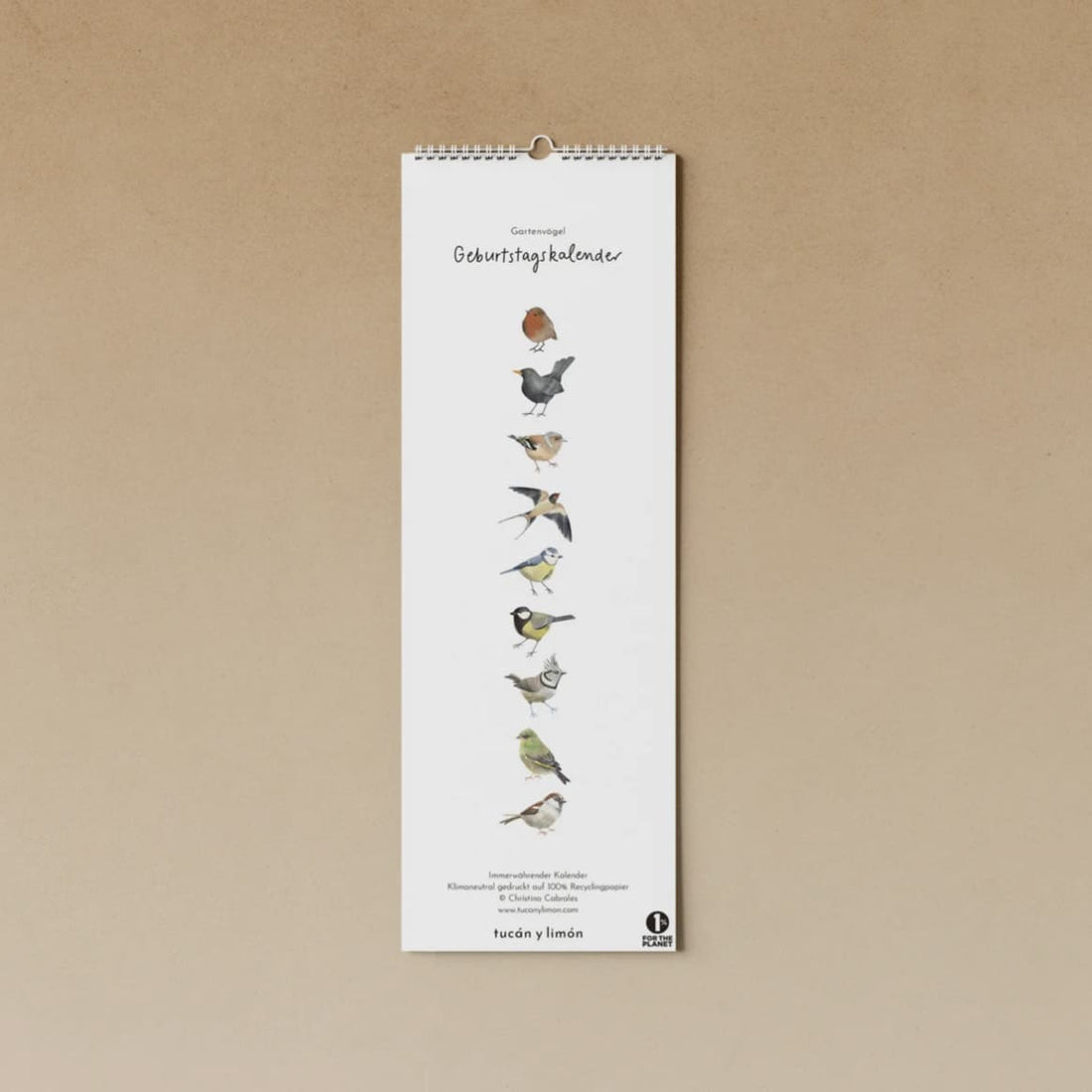 Geburtstags- und Alljahres-Kalender von tucan y limon, drinnen und draußen, mit bunten Design und praktischer Übersicht.