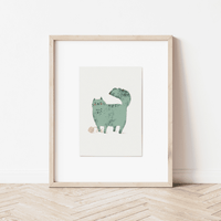 Poster A5 Druck „Fluffy Cat”, Illuster