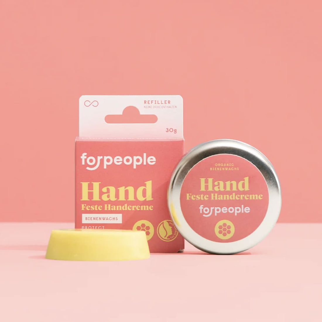 Feste Handcreme mit Bienenwachs von 4 People Who Care, pflegt und schützt die Hände, natürliche Pflege für schöne Haut