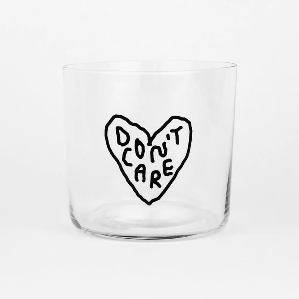 Glas mit Spruch, 350ml, von yahya studio, transparentes Trinkglas mit dekorativem Schriftzug, ideal für Getränke und Dekoration