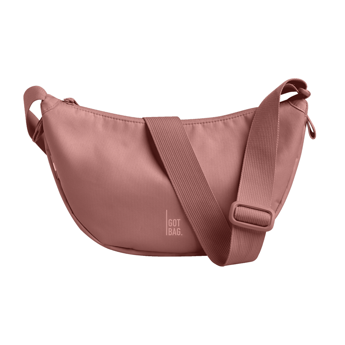 Kleine Moon-Bag von Got Bag, Rucksack und Hüfttasche, aus recyceltem Meeresplastik gefertigt, mit verstellbarem Tragegurt.