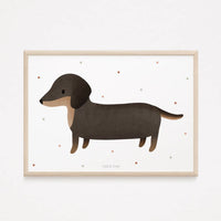 A4-Druckposter mit Dackel-Motiv von tilda & theo, elegante Papeterie mit niedlichem Hunde-Design auf hochwertigem Papier.