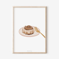 Hochwertiger Poster Druck „Zimtschnecke“ von tilda & theo, detailreiche Papeterie mit warmem Zimtschnecken-Design.