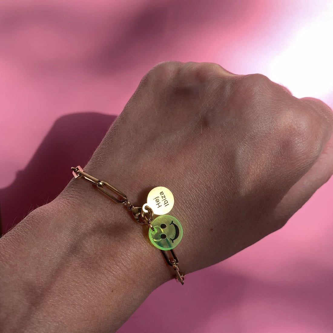 Armband Neon Smiley gold, hej Ibiza by Ute Arnold