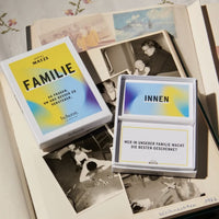 Papeterie-Spiel "Familie" von beherzt, farbige Spielkarten mit Illustrationen für Familienaktivitäten und gemeinsames Spielen