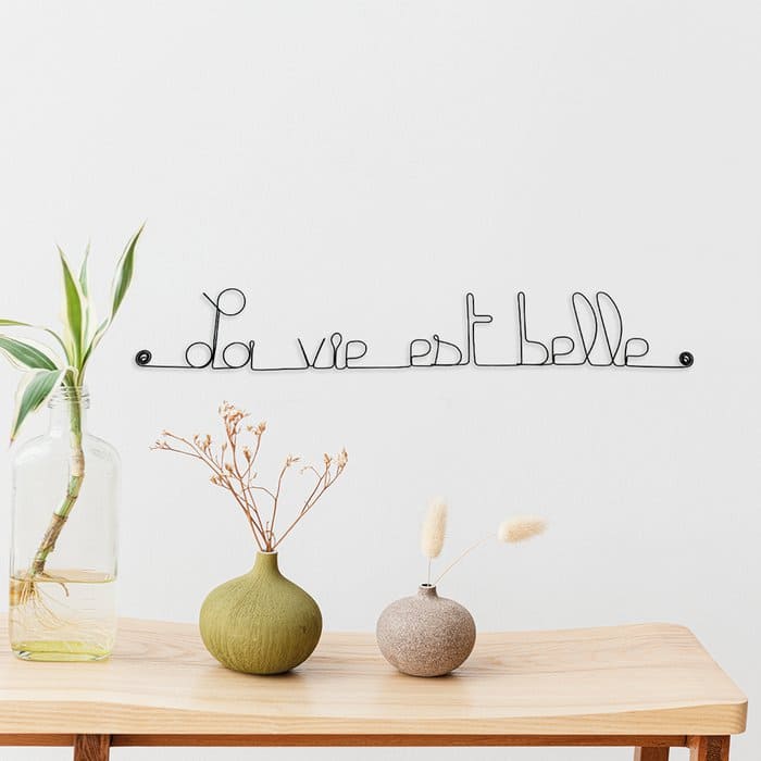 Wandschmuck aus Draht von Bijoux de Mur, dekoratives Kunstwerk für drinnen und draußen, handgefertigt, filigranes Drahtdesign