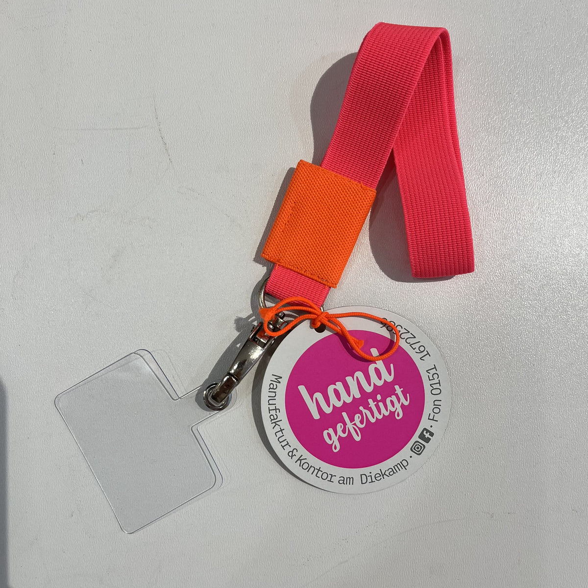 Handykette kurz elastisch, pink/neon orange, Manufaktur & Kontor