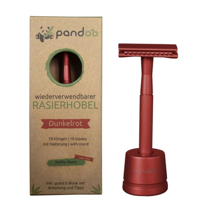 Rasierhobel/ Safety Razor Metall dunkel rot, Pandoo