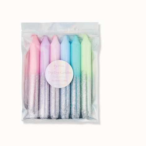 Bunte Dip-Dye-Kerzen im Set von by vivi, geeignet für drinnen und draußen, farbige Kerzen mit dekorativem Farbverlauf