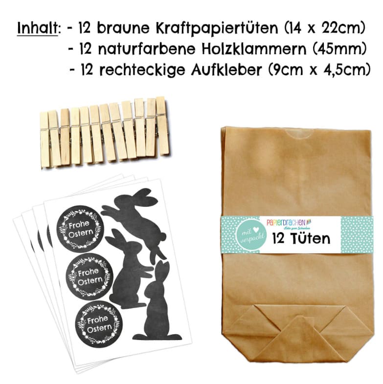 Papierdrachen Osterhasentüten Set, drinnen und draußen, buntes Papier, ideal für Ostergeschenke und Dekorationen