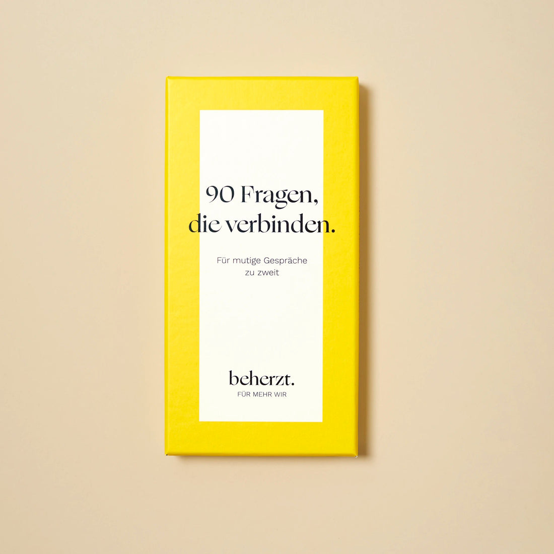 90 Fragen von beherzt, Kartenbox in Sonnengelb
