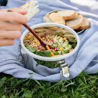 Eco Brotbox Tiffin Bowl+ für Drinnen und Draußen, nachhaltige Brotbox aus Edelstahl mit zwei Fächern, ideal für Lunch und unterwegs