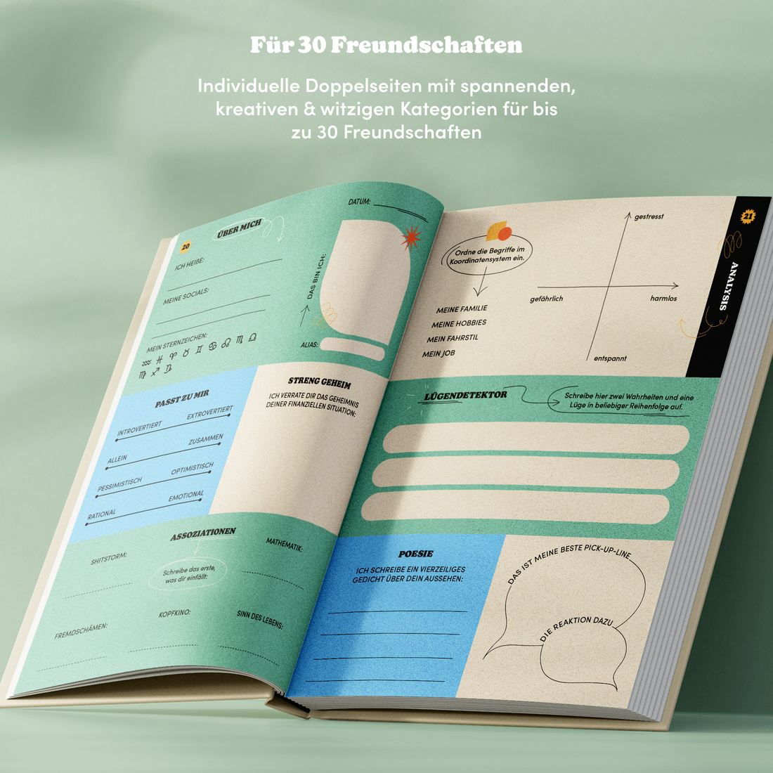 Freundebuch für Erwachsene von Simon & Jan, elegante Papeterie mit Platz für persönliche Einträge und Erinnerungen