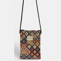 Handytasche von De La Mur in Ore, Jacquard-Karo rosa-blau