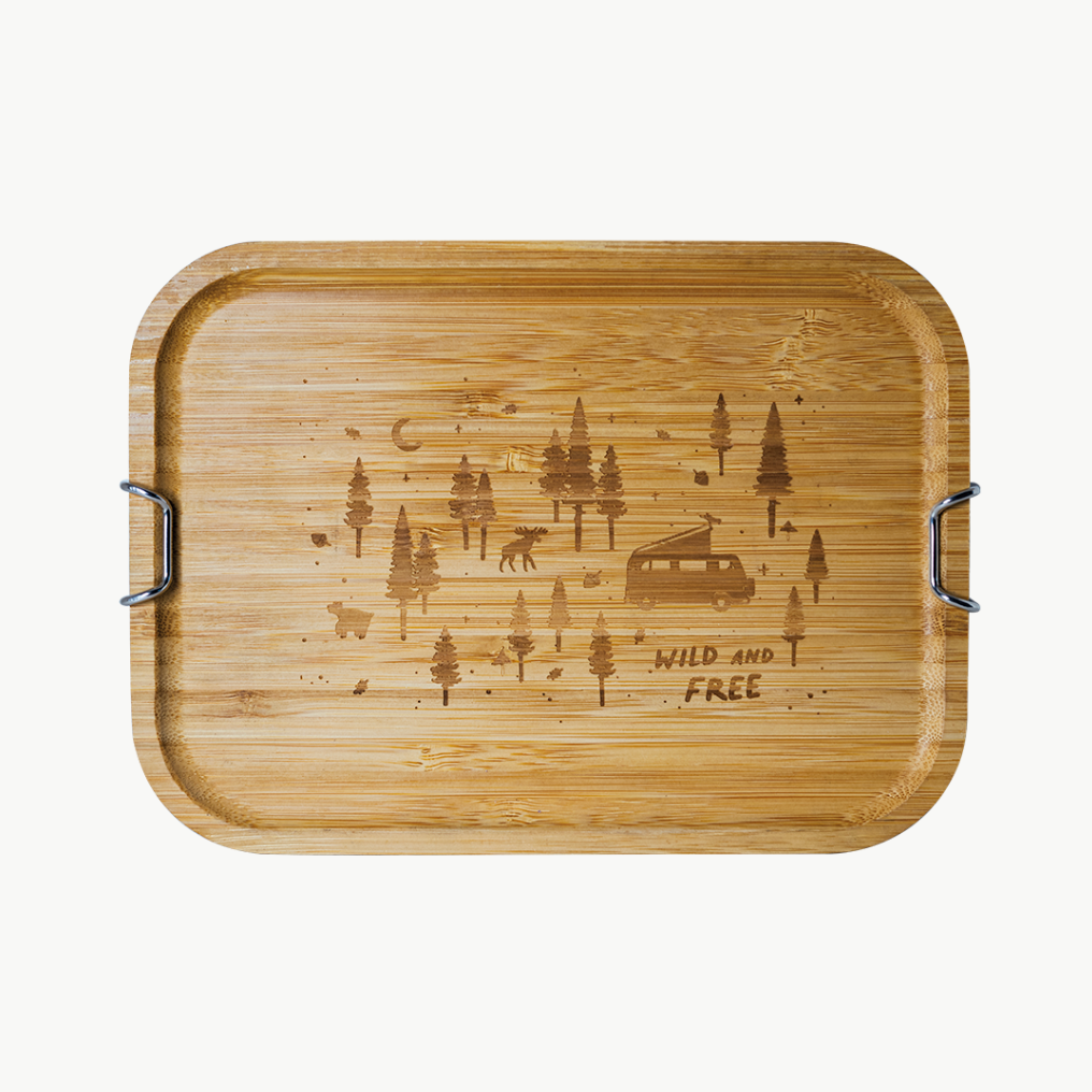 Bambus Lunchbox von Roadtyping für drinnen und draußen, umweltfreundliche und robuste Aufbewahrungsbox aus Bambus.