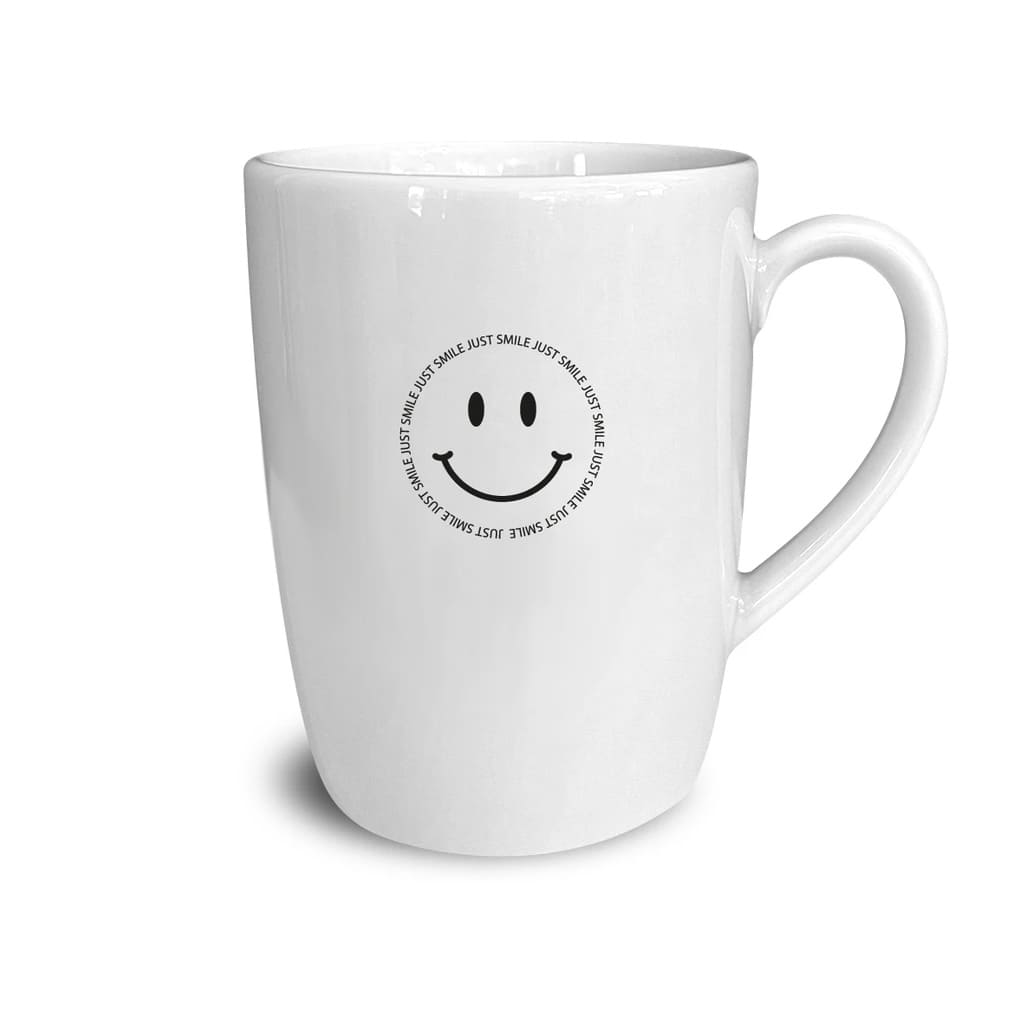 Keramik Becher/ Tasse „just smile“ Smiley mit Henkel, Goldscherben