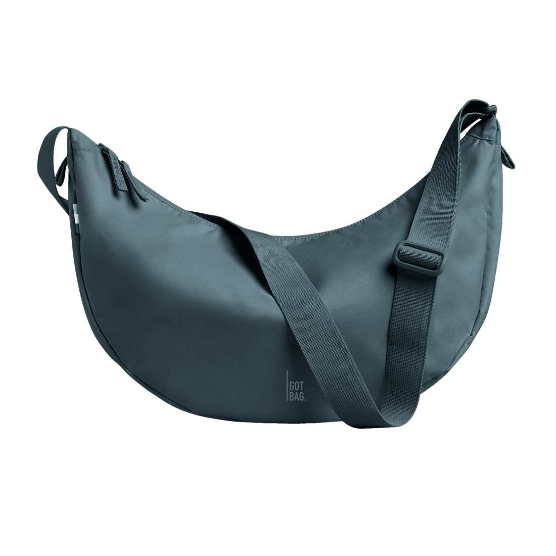 Großer Got Bag Moon-Bag aus Meeres-Teal, Rucksack und HipBag, nachhaltiges Design, umweltfreundlich und modern.